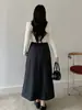 Saia Midi Ino Plus Size Cintura Alta Linha A para o Trabalho Cobrindo o Quadril Outono 2026 Nova Versátil Emagrecedora Comprimento Médio 315420