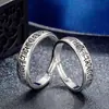 Anillo de Pareja Retro Xizang Seis Sílabas Verdaderas Anillo de Plata Tailandesa Antigua Anillo Simple con Sutra del Corazón