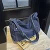 Bolsa Outono High-end Niche Bolsa Mensageiro Feminina 2024 Novo Estilo Simples Bolsa Tote de Jeans Simples Bolsa de Ombro Simples