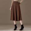 Outono e inverno nova saia 100% cashmere pura feminina cor sólida saia all-match cintura alta malha cashmere base saia siping