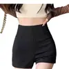 Pantalones casuales ajustados y elásticos que combinan con todo, pantalones cortos finos de primavera para mujer, pantalones cortos negros de cintura alta que adelgazan la cadera.