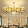 Candelabro Estilo Europeo Nuevo Lujo Sala de Estar Comedor Dormitorio Luz de Lujo Villa Vestíbulo Paquete de Iluminación de Cristal de Jade Natural