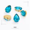 Diamantes de Imitación de Cristal con Garra de Gota de Agua Dorada DIY Ropa Vestido de Novia Zapatos Accesorios con Agujeros Diamantes de Imitación Cosidos a Mano Joyería