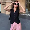 Colete de Alfaiataria Feminino Colete de Primavera e Outono Novo Slim Fit Camada Externa Colete Feminino Top Curto Sem Mangas para Mulheres