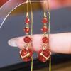 Cubo de Zirconio Ultra-flash Línea de Oreja con Borla Larga Moda Explosiva Luz de Lujo Diseño Elegante Aretes Delgados para Mujer