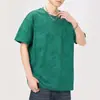 Marca de moda de calle estadounidense de alta calidad, tie-dye sucio resistente, con relieve dorado, liso, de manga corta, verano, para hombre, corte holgado, versátil, moderno, camisa de media manga, ins