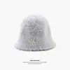 Sombrero de Imitación de Piel de Conejo Original para Mujer Otoño e Invierno Combinación Perfecta Moda Sombrero de Pescador de Felpa Tamaño Grande para Cabeza Cara Pequeña Cubeta
