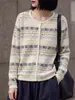 Cárdigan de Punto Jacquard Fair Isle con Cuello Redondo para Mujer, Diseño Hueco para Usar en Capas, Abrigo Suéter de Lana Fina de Manga Larga, Estilo Nuevo