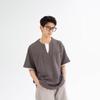 Vestido de Verano del Sur 2025 Verano Nuevo Japonés Trendy Neutral Camiseta Cuello Redondo Retro Waffled Falso Dos Piezas Manga Corta