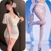 Lencería Sexy, Falda Sexy Transparente para Cadera, Uniforme Estilo Antiguo Qqny Estilo Pura Pasión Ajustado Tentación Coqueteo Conjunto de Pijama