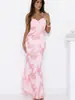 G26D460 - Vestido Largo Elegante Estilo Francés Transfronterizo con Escote Halter y Bordado Floral Tridimensional, Corte Ajustado, Diseño sin Tirantes