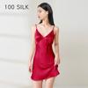 Bata de Seda Pesada para Primavera y Otoño, Ropa de Casa Plisada de Alta Gama para Mujer, Camisola Sexy de Seda de Morera 100%