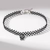Collar de Encaje Hueco Simple Estilo Coreano con Colgante de Gota de Aceite y Lazo Cadena para Clavícula Distintiva de Nicho para Mujer Joyería