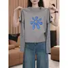 Camiseta Listrada Patchwork Estilo Americano Falsa Duas Peças com Manga Longa Escovada para Mulheres, de Alta Qualidade, Estilosa, Fashion, Versátil para Primavera e Outono