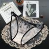 Exportación Europea y Americana Bordado Calado Encaje Ropa Interior Sexy para Mujer Malla Calzones de Cintura Baja de Algodón Puro para Mujer
