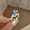 Anillo de Fruta del Dragón Rojo Rosa Diamante Rubí de Moda y Lujoso con Diseño de Mariposa Súper Hada Anillo Azul Paraíba Tanzanita para Mujer
