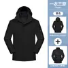 Chaqueta de plumas tres en uno para otoño e invierno, una prenda para tres usos, a prueba de viento e impermeable, estilo para parejas, chaqueta para acampar al aire libre, disponible impresión de logo