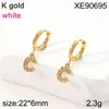 Pendiente de Letra Completa de Diamante PVD Dorado Acero de Titanio Pendientes Nicho Europeo y Americano Lujo Ligero Circonita Incrustada Ear Cuff Mujer Transfronterizo