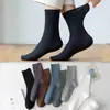 Calcetines para Hombre Zhuji para Primavera y Verano, Calcetines de Media Pantorrilla, Calcetines para Hombre de Punto Doble con Rayas Verticales Anti-Pilling, Transpirables, Absorbentes de Sudor y Resistentes al Olor