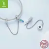 Dije de plata nuevo de silicona posicionamiento pluma cadena de seguridad simple nicho todo-partido s925 plata de ley pulsera DIY hilo