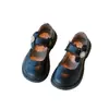 Sapatos de Menina, Sapatos Pequenos de Couro para Crianças, Sapatos de Princesa, Novo Estilo Outono 2025, Sapatos Mary Jane para Bebê Menina, Preto, Sola Macia