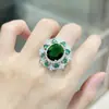 Celebridad de Internet TikTok transmisión en vivo diamante verde Diamante rojo diamante azul oscuro anillo pendientes colgante collar joyería traje lujo diamante ovalado