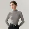 Suéter 100% caxemira pura, peça única sem costura feminina gola semi-alta, novo suéter slim fit de outono e inverno