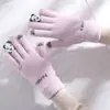 Luvas de Inverno para Mulheres Ins Fofas Forradas com Fleece Tela Sensível ao Toque Dedo Dividido Quentes Outono e Inverno Estudantes Proteção contra Frio Ciclismo Pelúcia Estilo K