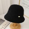 Chapéus Estilo Coreano Novos para Outono e Inverno para Mulheres, Chapéus Bucket Casuais para Exterior, Cor Sólida, Simples e Fashion, Chapéus de Pescador Espessados, Tendência