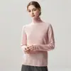 Otoño e Invierno Nueva Camiseta Base de Punto de Cachemira Moda Suave Delicada Color Sólido para Mujer Versátil Simple Cuello Alto