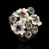 Estación Independiente Venta Caliente Transfronteriza Nuevo Producto Anillo de Flor de Gota de Aceite, Anillo de Moda Personalizado Creativo Lujo Accesible Incrustado de Diamantes Joyería