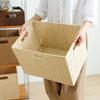 Caja de Almacenamiento de Estilo Japonés Tejida de Paja Ratán Miscelánea Juguetes Snacks Cesta de Almacenamiento Doméstico Caja de Almacenamiento Marco de Almacenamiento Organizador de Almacenamiento
