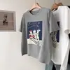 Camiseta Branca de Algodão Puro de Manga Curta para Mulheres Petites, Novo Estilo Primavera/Verão 2026, Blusa Camiseta Solta e Fresca, Camisa de Base