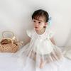 Ropa de verano para bebé con estampado de luna llena de cien días, mameluco con mangas cortas, mono para bebé, vestido de una pieza estampado para niña