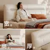 Oferta Especial por Tiempo Limitado Piel de Vaca de Primera Capa Simple Moderno Estilo Crema Doble Recámara Principal Bordes Suaves Apartamento Pequeño Cama de Cuero Genuino