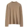 Suéter de Cashmere Meia-Gola 2026 Outono/Inverno Novo Feminino Barra Enrolada Camada Base Estilo Elegante Solto Emagrecimento Quente Suéter