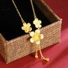 Areia de ouro flor de pêssego borla colar imitação de ouro das mulheres luz de luxo alto sentido personalidade jóias por um longo tempo não desaparece Yiwu acessórios atacado