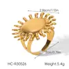 Anillo Abierto de Girasol en Oro de 18K Acero Inoxidable Joyería Transfronteriza Ins para Mujer, Joyería de Mano que No se Desvanece, Anillo Versátil de Acero de Titanio