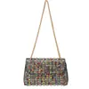 Bolso de Noche Transfronterizo 2024 Nuevo Totalmente Incrustado con Diamantes Bolso de Mano Brillante con Cadena de Alta Gama Bolso de Noche Bolso de Hombro de Moda