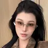 Gafas de sol plateadas sin montura estilo retro europeo y americano tipo ojo de gato para mujer, protección solar de alta gama, para fotos, Y2K, gafas de sol para chicas populares