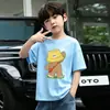 Camiseta de Manga Corta para Niños Verano Nuevo Estilo Niños Algodón Puro Manga Media Tallas Mediana y Grande Niños Camisetas Casuales Holgadas y Camisetas de Base para Niños