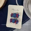 Novo Grampo de Cabelo Azul Polka Dot Doce Estilo Coreano para Crianças com Tecido de Cor Contrastante Presilha Lateral para Mechas de Cabelo para Mulheres