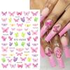 Adesivos de Nail Art Cross-border em estilo japonês, borboleta colorida para meninas, rosa, lindo adesivo de unha de borboleta azul