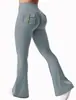 Calça Yoga Pocket Workwear da Amazon para Mulheres, Calça Yoga Flare Cor Pêssego, Legging Esportiva Levanta Bumbum, Calça Fitness com Leve Flare