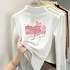 Camiseta infantil estilosa de fleece dupla face, gola alta discreta, top casual de manga longa, blusa de base escovada para outono e inverno infantil, novo estilo