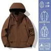 Pioneros del Montañismo Conjunto de Dos Piezas para Mujer 3 en 1 Resistente al Viento Impermeable Cálido para Exteriores Chaqueta de Corte Holgado para Hombre