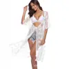 Ropa Europea para Mujer 2020 Amazon Cubre Traje de Encaje Malla Blanca Bordado Cuello en V Ropa de Playa Estilo Europeo y Americano