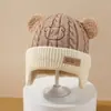 Gorro de Punto de Lana para Niños Niña Niño Bufanda para el Cuello Otoño e Invierno Gorro con Capucha de una Pieza Cortavientos Protección para los Oídos Suéter Cálido