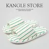 Pantuflas de Algodón y Lino para el Hogar, Adecuadas para Todas las Estaciones, Rayadas, Sencillas, de Suela Suave, Zapatos con Aire Acondicionado para Mujer, Absorbentes de Sudor, Estilo Ins