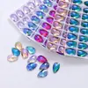Cristal de Vidrio Ab Color Gota de Agua K9 de Alta Calidad Fondo Plano Doble Agujero Pedrería Cosida a Mano Accesorios para Joyería DIY, Accesorios para Bolsos y Ropa